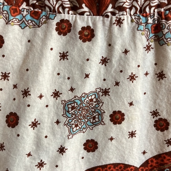 Rubber Ducky Productions, Inc. brown, blue,white,orange paisley tie backed dress - Picture 6 of 11